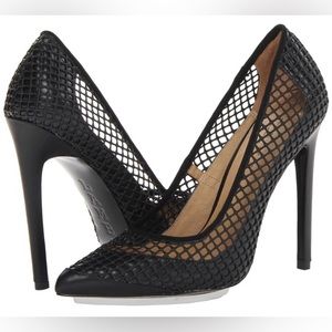 L.A.M.B. Black Mesh Pointed-Toe Stiletto Heels